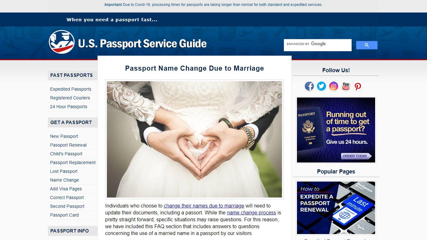 Passport Name Change After Marriage - U.S. Passport Service Guide